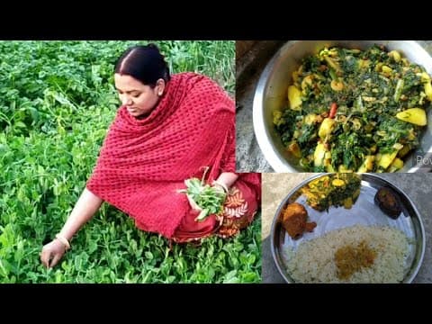Village style hare Matar ki saag ki Sabzi | #desivlog